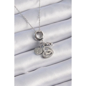 Dodes Dodes 316L Çelik Gümüş Renk Zirkon Taş Detay Kalp Model Charm Kadın Kolye TG27BKO9305