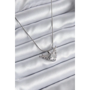 Dodes Dodes 316L Çelik Gümüş Renk Zirkon Taşlı Boynuz Model Kadın Kolye TG27BKO8133