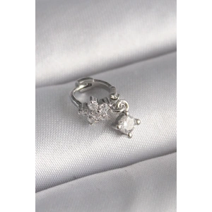 Dodes Dodes 316L Çelik Gümüş Renk Zirkon Taşlı Çiçek Model Sallantı Detay Tragus Piercing TG27PR1311