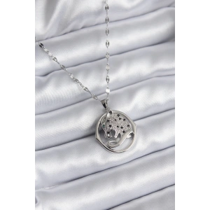 Dodes Dodes 316L Çelik Gümüş Renk Zirkon Taşlı Jaguar Model Kadın Kolye TG27BKO8177