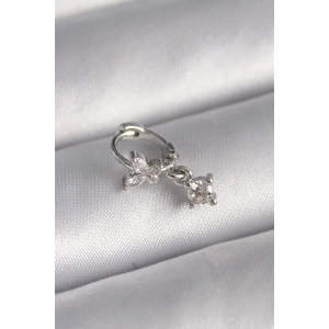 Dodes Dodes 316L Çelik Gümüş Renk Zirkon Taşlı Kelebek Model Sallantı Detay Tragus Piercing TG27PR1299