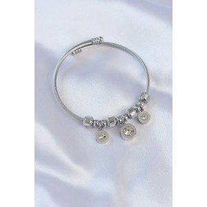 Dodes Dodes 316L Çelik Gümüş Renk Zirkon Taşlı Model Charm Bileklik TG27BB6090