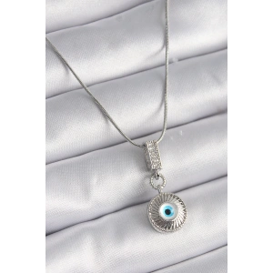 Dodes Dodes 316L Çelik Gümüş Renk Zirkon Taşlı Nazar Boncuk Model Kadın Kolye TG27BKO9523