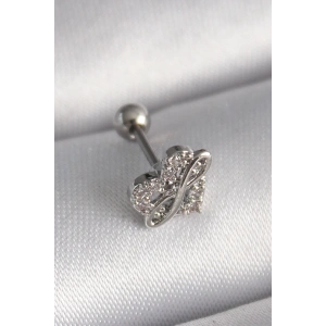 Dodes Dodes 316L Çelik Gümüş Renk Zirkon Taşlı Sonsuzluk Detay Tragus Piercing TG27PR1249