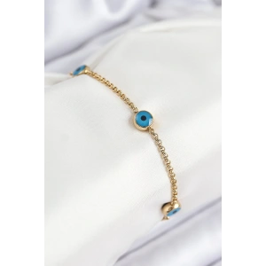 Dodes Dodes 316L Çelik Nazar Boncuğu Model Gold Renk Kadın Bileklik TG27BB7841