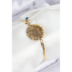 Dodes Dodes 316L Çelik Nazar Boncuk Detaylı Hayat Ağacı Model İtalyan Zincir Gold Renk Kadın Bileklik TG27BB7827