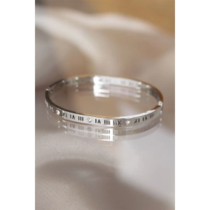 Dodes Dodes 316L Çelik Roma Rakamlı Silver Renk Bilezik Kelepçe TG27BB3566