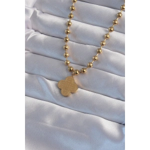 Dodes Dodes 316L Çelik Top Zincirli Gold Renk İşlemeli Yonca Model Kolye TG27BKO8988