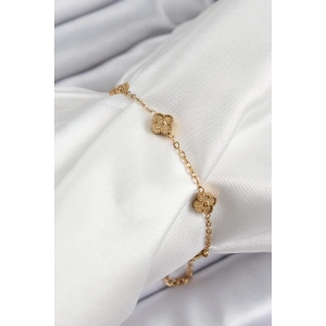 Dodes Dodes 316L Çelik Yonca Model Gold Renk Kadın Bileklik TG27BB7363