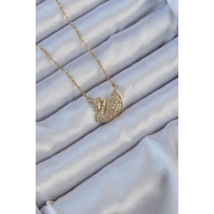 Dodes Dodes 316L Çelik Zincir Altın Renk Zirkon Taşlı Kuğu Kolye TG27BKO9149