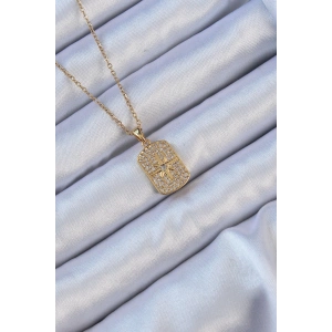 Dodes Dodes 316L Çelik Zincir Altın Renk Zirkon Taşlı Kutup Yıldızlı Vintage Kolye TG27BKO9123