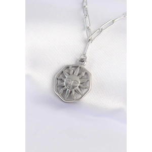 Dodes Dodes 316L Çelik Zincir Gümüş Renk Güneş Kolye TG27BKO8645