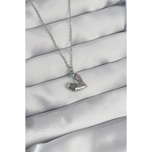 Dodes Dodes 316L Çelik Zincir Gümüş Renk Renkli Zirkon Taşlı Kalp Kolye TG27BKO8906