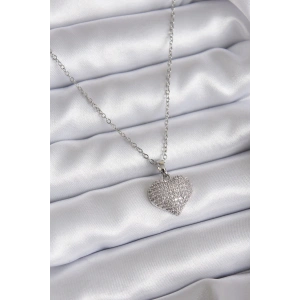 Dodes Dodes 316L Çelik Zincir Gümüş Renk Zirkon Taş Detay Kalp Model Kadın Kolye TG27BKO7811