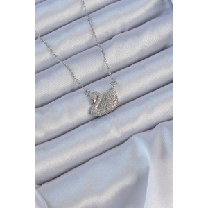 Dodes Dodes 316L Çelik Zincir Gümüş Renk Zirkon Taşlı Kuğu Kolye TG27BKO9150