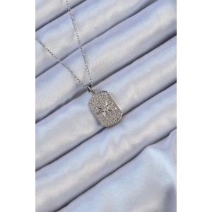 Dodes Dodes 316L Çelik Zincir Gümüş Renk Zirkon Taşlı Kutup Yıldızlı Vintage Kolye TG27BKO9124