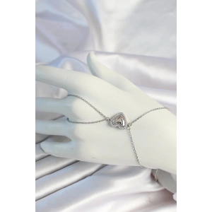 Dodes Dodes 316L Çelik Zincirli Gümüş Renk Kalp Figürlü Zirkon Taşlı Şahmeran TG27SN671