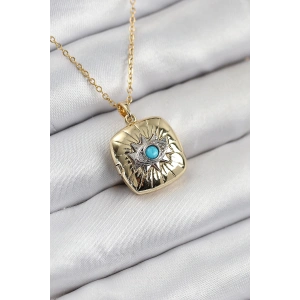 Dodes Dodes 316L Çelik Zirkon Taşlı Açılabilr Kapaklı Göz Model Gold Renk Kadın Kolye TG27BKO10518