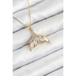 Dodes Dodes 316L Çelik Zirkon Taşlı Balık Kuyruğu Model Gold Renk Kadın Kolye TG27BKO10511
