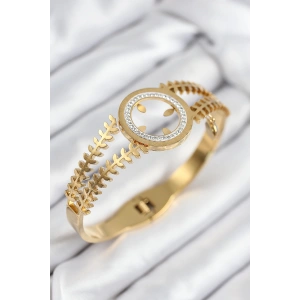 Dodes Dodes 316L Çelik Zirkon Taşlı Çeyrek Takılabilir Gold Renk Kelepçe TG27BB7823