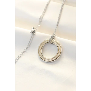 Dodes Dodes 316L Çelik Zirkon Taşlı Çift Renkli Tifany Kolye TG27BKO8503