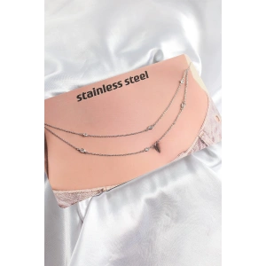 Dodes Dodes 316L Çelik Zirkon Taşlı Damla Model Gümüş Renk Göbek Bel Zinciri TG27BKGZ10341