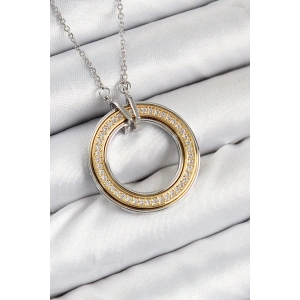 Dodes Dodes 316L Çelik Zirkon Taşlı Dönen Daire Model Gold Ve Gümüş Renk Kadın Kolye TG27BKO10479