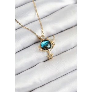 Dodes Dodes 316L Çelik Zirkon Taşlı Gezegen Model Gold Renk Kadın Kolye TG27BKO10508