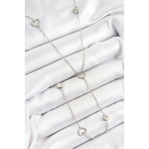 Dodes Dodes 316L Çelik Zirkon Taşlı Kalp Figürlü Y Model Gümüş Renk Kadın Kolye TG27BKO10334