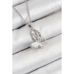 Dodes Dodes 316L Çelik Zirkon Taşlı Kelebek Model Gümüş Renk Kadın Kolye TG27BKO10404