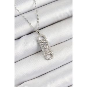 Dodes Dodes 316L Çelik Zirkon Taşlı Messika Model Gümüş Renk Kadın Kolye TG27BKO10346