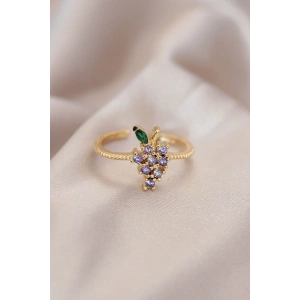 Dodes Dodes Ayarlamalı Altın Renk Metal Renkli Zirkon Taşlı Üzüm Yüzük TG27BYK2085