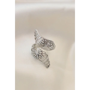 Dodes Dodes Ayarlamalı Silver Renk Metal Zirkon Taşlı Kanat Yüzük TG27BYK2033