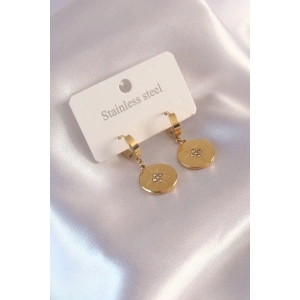 Dodes Dodes Çelik Gold Renk Kutup Yıldızı İşleme Zirkon Taşlı Kadın Küpe TG27BKP6961