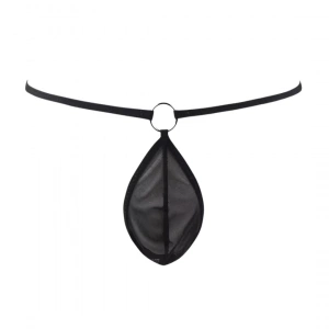 Dodes Dodes Fantezi Siyah Transparan Halkalı Tül Erkek String Seksi Erkek İç Çamaşırı TG274610