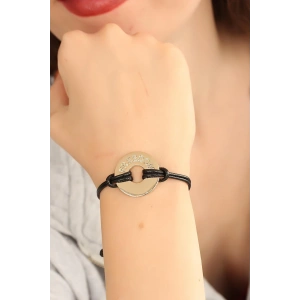 Dodes Dodes FREEDOM (Özgür) Siyah Deri İpli Unisex Mood Bileklik TG27BB1988