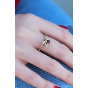 Dodes Dodes Gold Renk Kiraz Model Zirkon Taşlı Kadın Yüzük TG27BYK2603