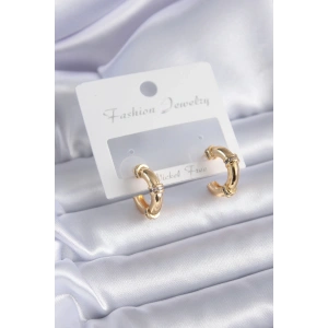 Dodes Dodes Gold Renk Zirkon Taş Detay Halka Model Pirinç Kadın Küpe TG27BKP7855