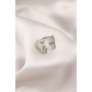 Dodes Dodes Gümüş Renk Metal Kelebek Model Kadın Yüzük TG27BYK2190