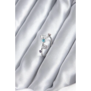 Dodes Dodes Gümüş Renk Renkli Zirkon Taşlı Kadın Yüzük TG27BYK2843