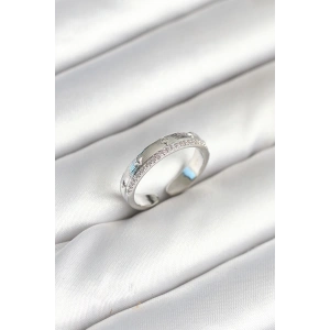 Dodes Dodes Gümüş Renk Şerit Zirkon Taşlı Kadın Yüzük TG27BYK3904