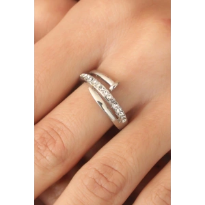 Dodes Dodes Gümüş Renk Taşlı Çivi Ayarlanabilir Kadın Yüzük TG27BYK2407