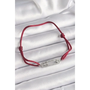 Dodes Dodes Kırmızı İpli Asansörlü Zirkon Taşlı Gümüş Messika Model Kadın Bileklik TG27BB6582