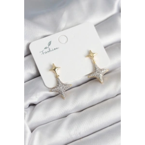 Dodes Dodes Kutup Yıldızı Pirinç Gold Renk Zirkon Taşlı Kadın Küpe TG27BKP11303