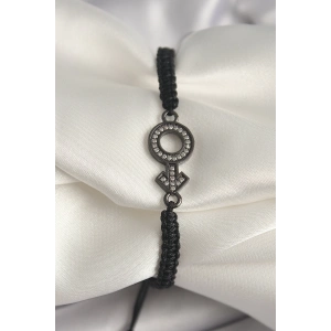 Dodes Dodes Pirinç Füme Renk Zirkon Taşlı Venüs Mars Asansörlü Makrome Model Kadın Bileklik TG27BB6796