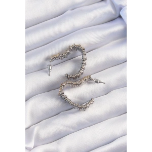 Dodes Dodes Pirinç Gold Gümüş Renkli Tırtıklı Kalp Küpe TG27BKP9227