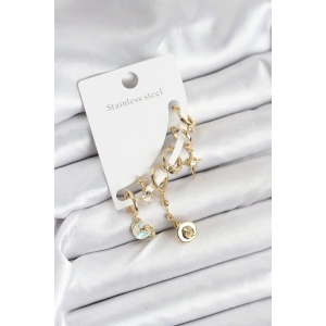 Dodes Dodes Pirinç Gold Renk Ay Model Kadın Set Küpe TG27BKP11219