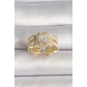 Dodes Dodes Pirinç Gold Renk Ayarlanabilir Baget Zirkon Taş Model Kadın Yüzük TG27BYK3589