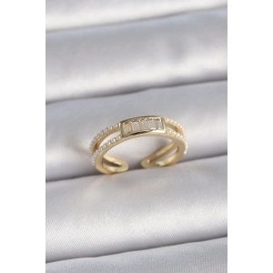 Dodes Dodes Pirinç Gold Renk Ayarlanabilir Sıralı İncili Zirkon Taş Detaylı Kadın Yüzük TG27BYK3380