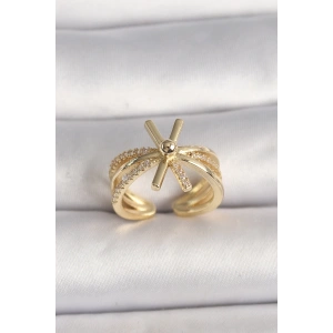 Dodes Dodes Pirinç Gold Renk Ayarlanabilir Ziron Taşlı Kadın Yüzük TG27BYK3603